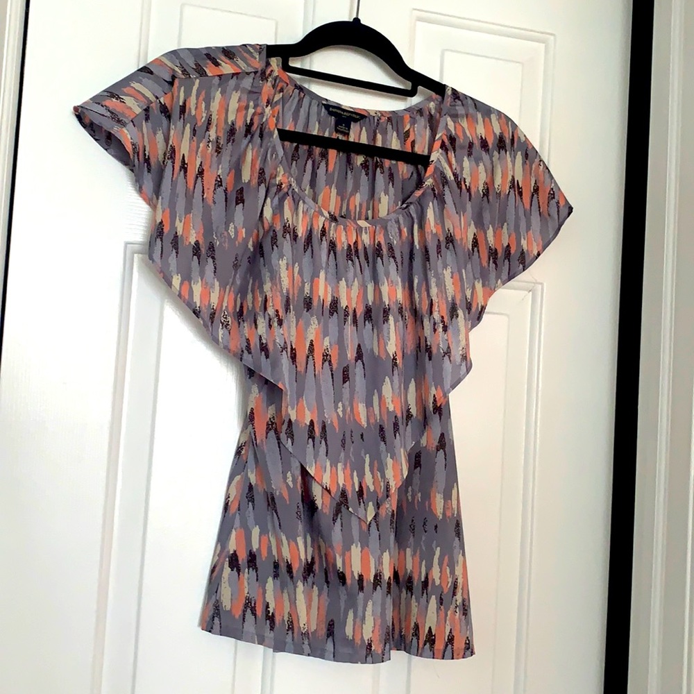 Silky blue and coral banana republic blouse sz s